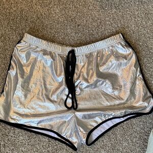 SHEIN Metallic Silver Athletic Shorts